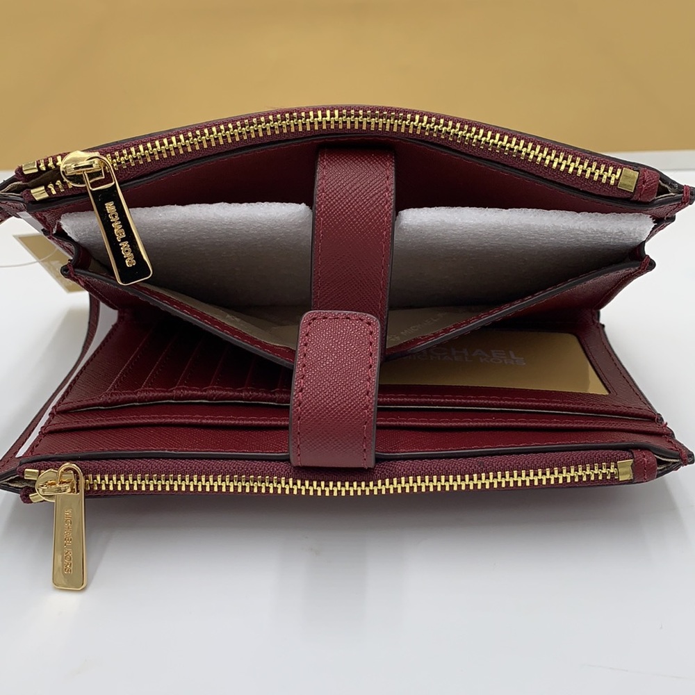 MICHAEL KORS LARGE DOUBLE ZIP WRISTLET WALLET DARK CHERRY COLOR - Picture 11 of 16
